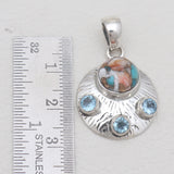Turquoise Spiny Oyster Silver Pendants