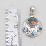 Turquoise Spiny Oyster Silver Pendants