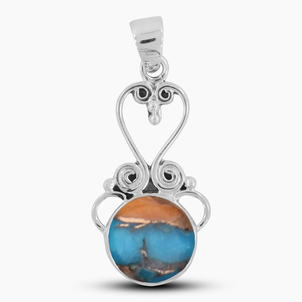 925 Sterling Silver Spiny Oyster Turquoise Pendants