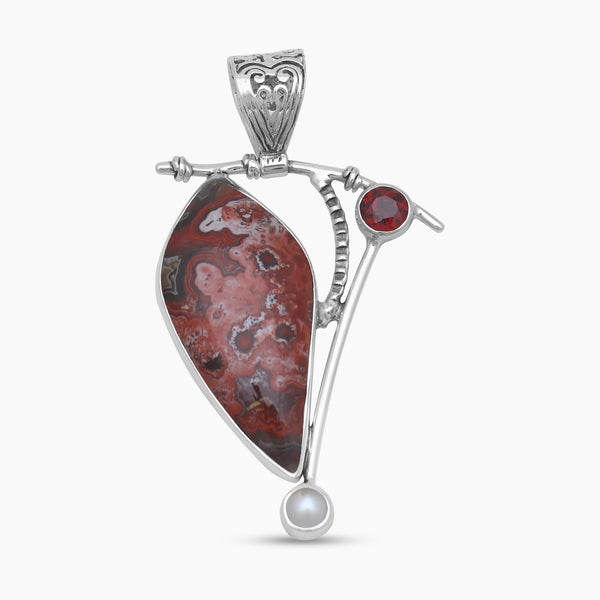 Crazy Lace Agate Silver Pendants