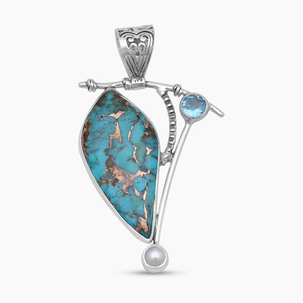 Blue Copper Turquoise Silver Pendants