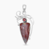 925 Sterling Silver Crazy Lace Agate Pendants