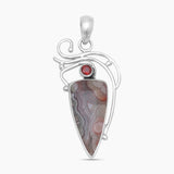 925 Sterling Silver Crazy Lace Agate Pendants