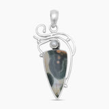 Ocean Jasper & Pearl Silver Pendants