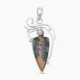 Ocean Jasper & Pearl Silver Pendants