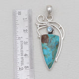 Boulder Turquoise & Topaz Sterling Silver Pendants