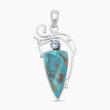 Boulder Turquoise & Topaz Sterling Silver Pendants