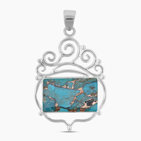 Blue Copper Turquoise Silver Pendants