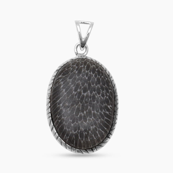Black Coral Silver Pendants