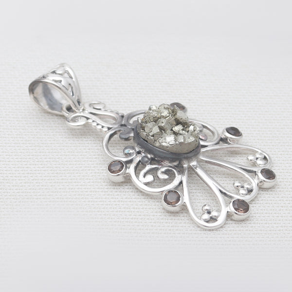 Pyrite Druzy Silver Pendants