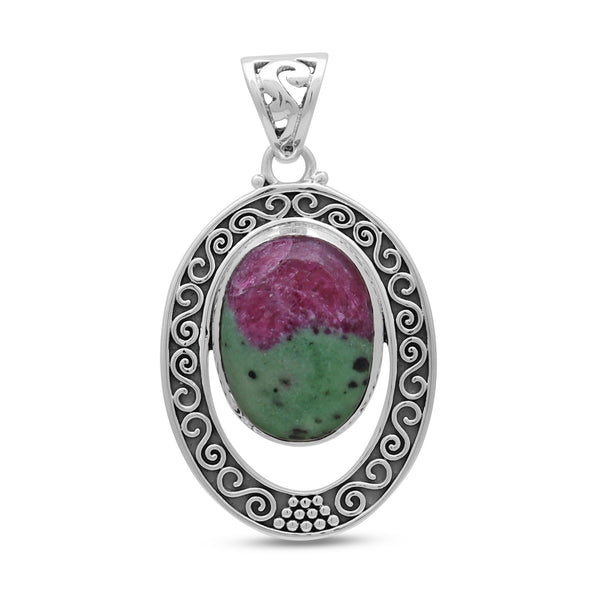 Ruby Zoisite Silver Pendant Set