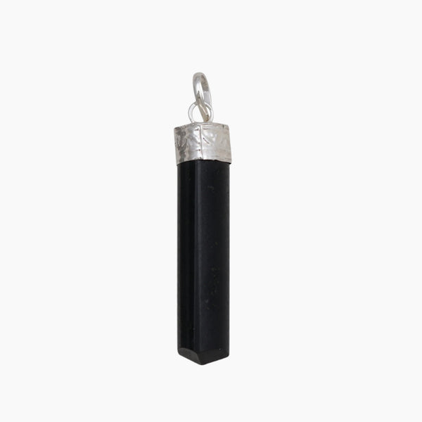 Pencil Point Black Onyx Silver Pendants