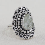 Rough Aquamarine Designer Silver Rings