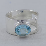 925 Sterling Silver Blue Topaz Ring