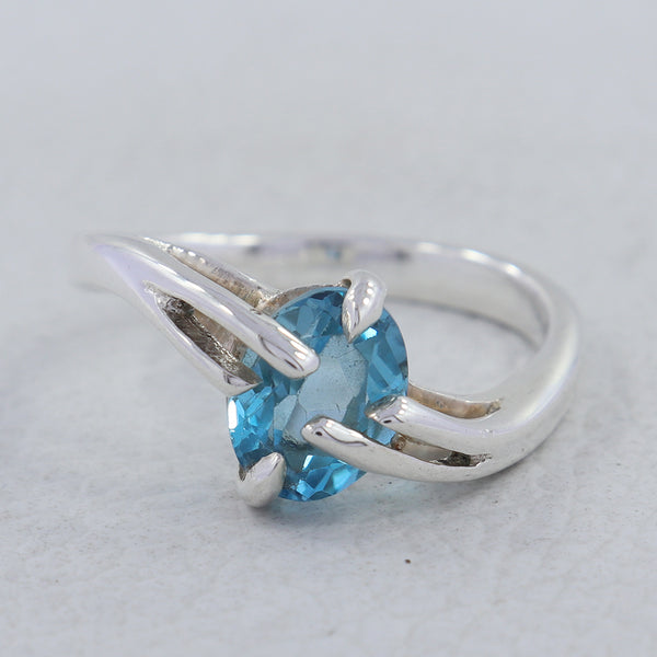 925 Sterling Silver Blue Topaz Ring
