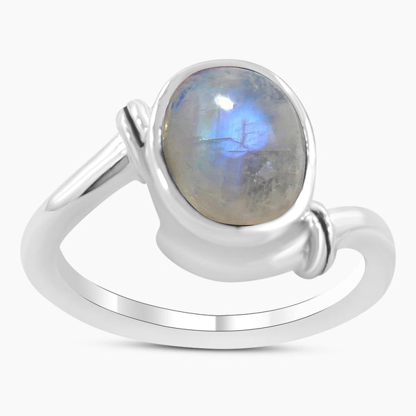 Rainbow Moonstone Silver Rings