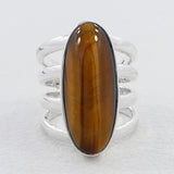 Natural Tiger Eye Silver Ring