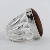 Natural Tiger Eye Silver Ring