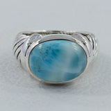 925 Sterling Silver Larimar Ring