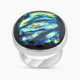 Dichroic Glass Silver Rings