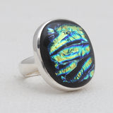Dichroic Glass Silver Rings