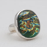 Dichroic Glass Silver Rings
