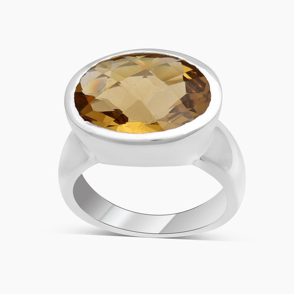 Olive Quartz Silver Rings