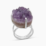Amethyst Druzy Silver Rings