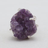 Amethyst Druzy Silver Rings