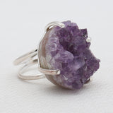 Amethyst Druzy Silver Rings