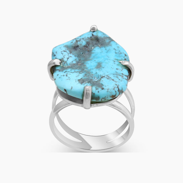 Arizona Turquoise Prong Set Silver Rings