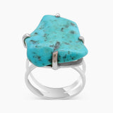 Arizona Turquoise Prong Set Silver Rings