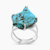 Arizona Turquoise Prong Set Silver Rings