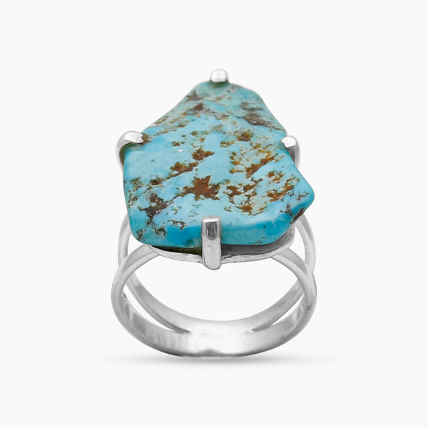 Arizona Turquoise Prong Set Silver Rings