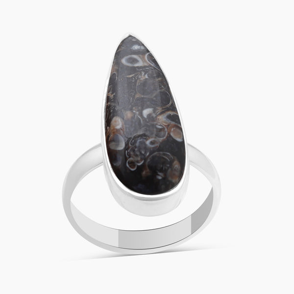 925 Silver Turritella Agate Rings