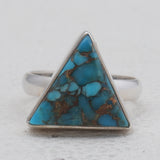 Blue Copper Turquoise Silver Rings