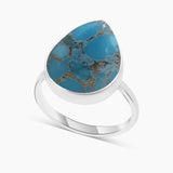 Blue Copper Turquoise Silver Rings
