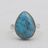 Blue Copper Turquoise Silver Rings