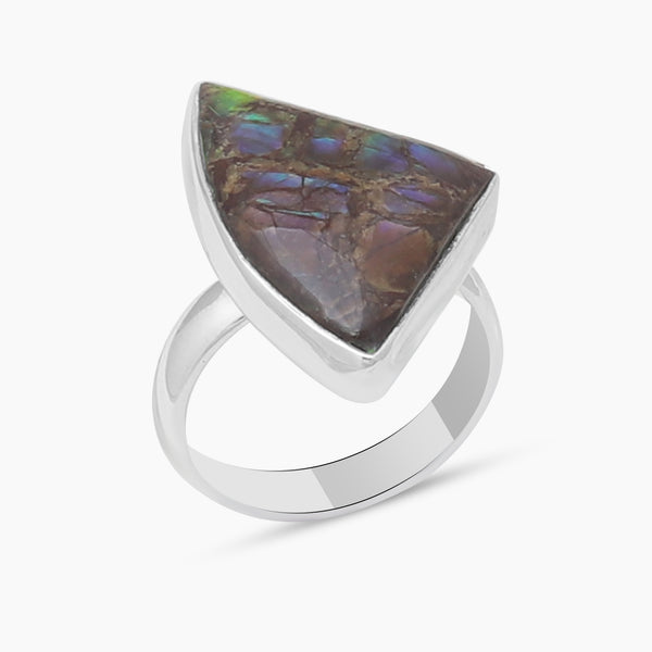 Handmade Ammolite Silver Rings
