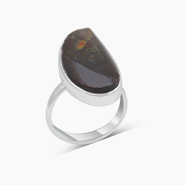 Handmade Ammolite Silver Rings