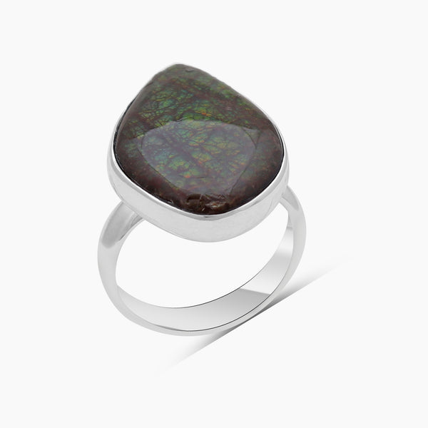 925 Sterling Silver Ammolite Handmade Rings