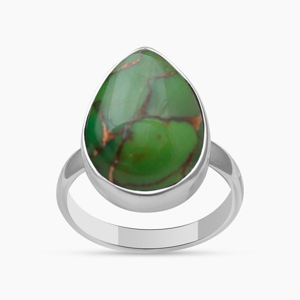 Green Copper Turquoise Silver Rings