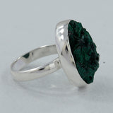 925 Sterling Silver Fiber Malachite Ring