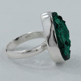 925 Sterling Silver Fiber Malachite Ring
