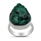 925 Sterling Silver Fiber Malachite Ring