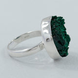 925 Sterling Silver Fiber Malachite Ring
