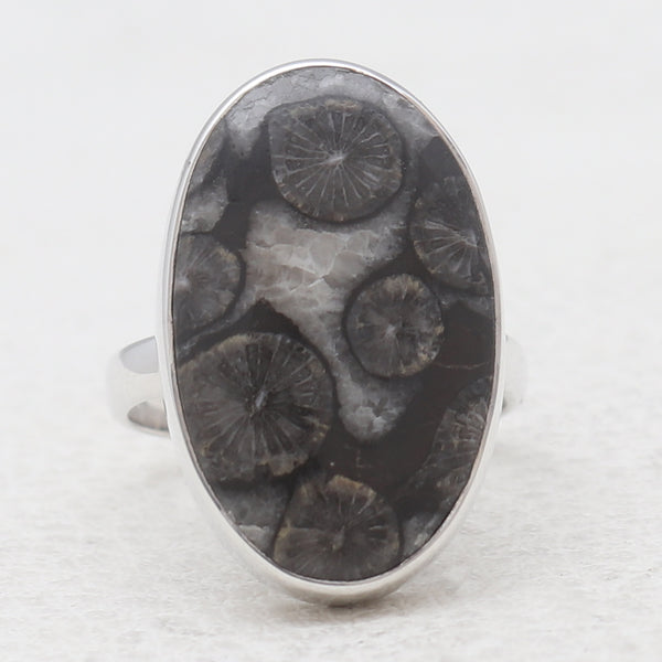 925 Sterling Silver Black Coral Rings