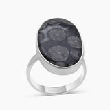 925 Sterling Silver Black Coral Rings
