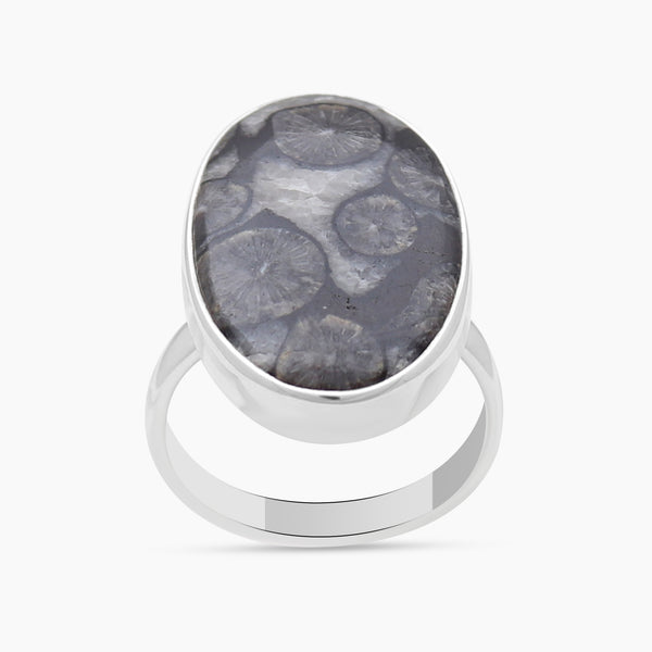 925 Sterling Silver Black Coral Rings