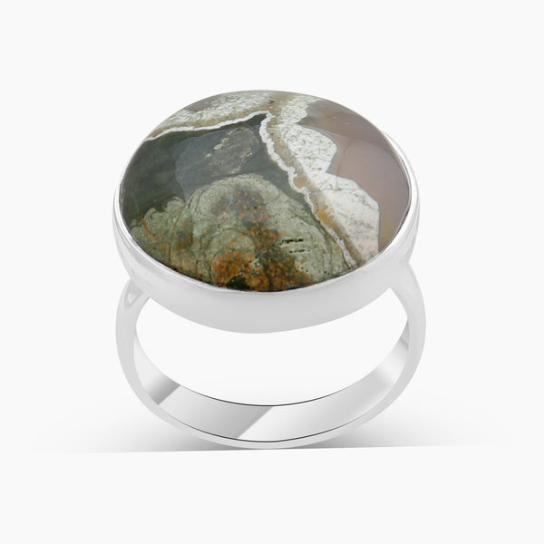 Natural Rainforest Jasper Silver Rings